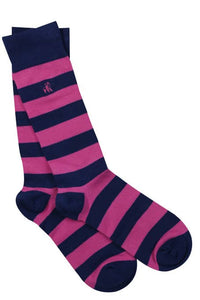 Swole Panda - Rich Pink Striped Bamboo Socks
