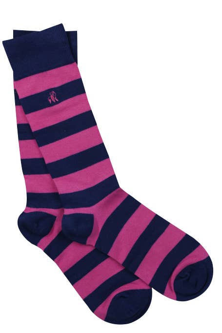 Swole Panda - Rich Pink Striped Bamboo Socks