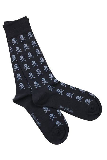 Swole Panda - Navy Skull Bamboo Socks