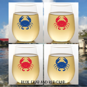Wine-Oh! - BLUE CRAB & RED CRAB Shatterproof Wine Glasses