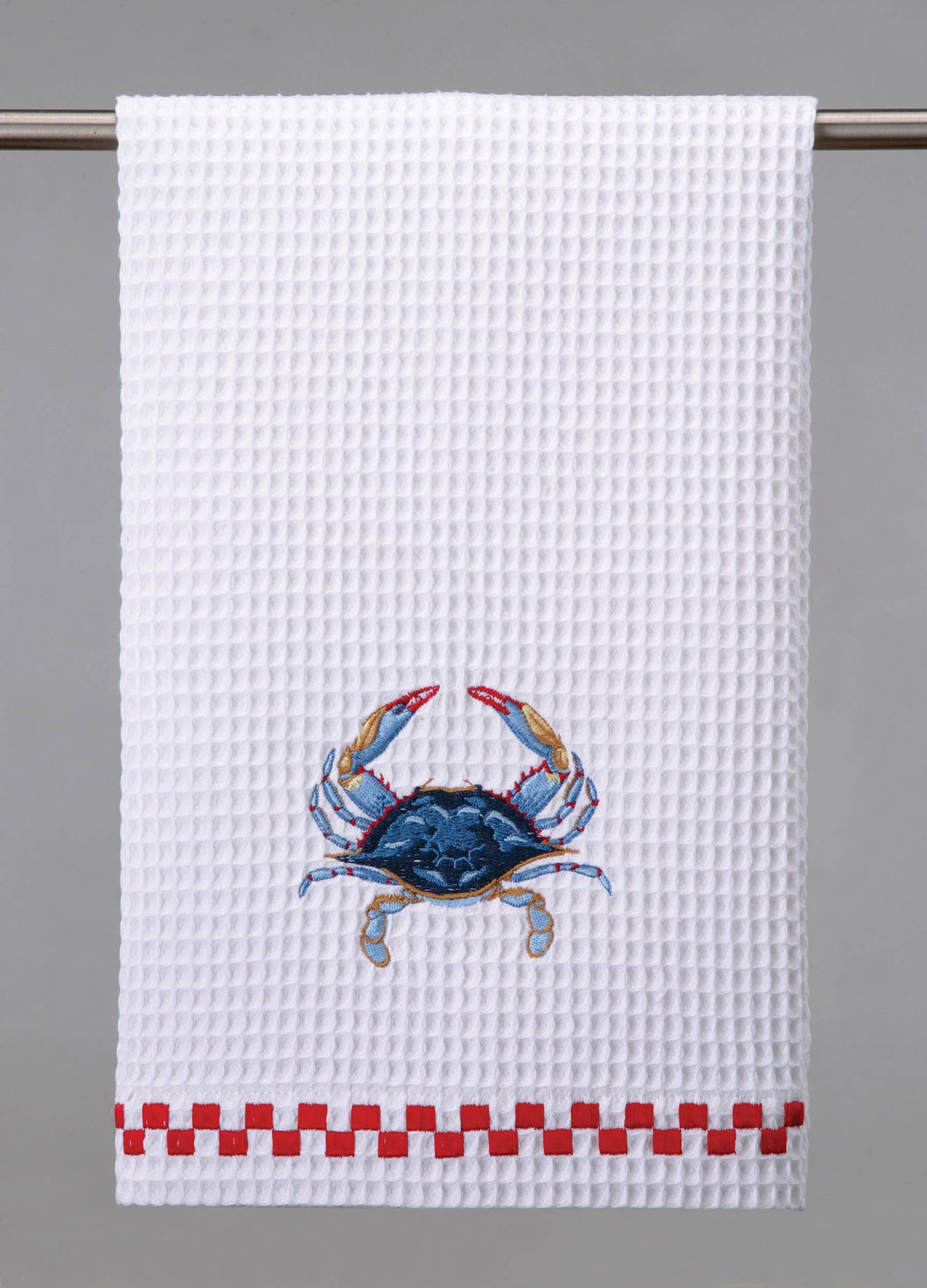 Peking Handicraft - Blue Crab Waffle Weave Kitchen Towel