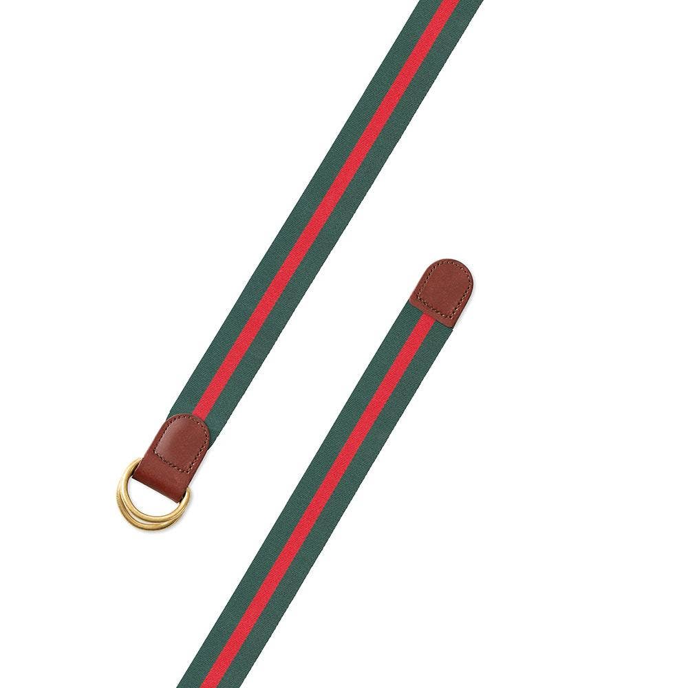 Green & Red Belgian Surcingle D-Ring Belt