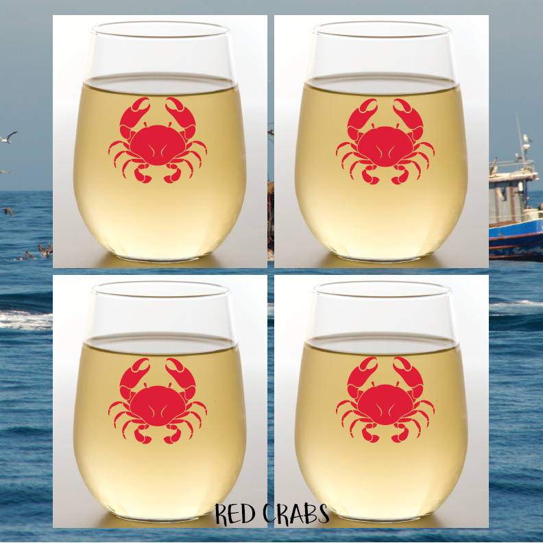 RED CRAB Shatterproof Wine Glasses