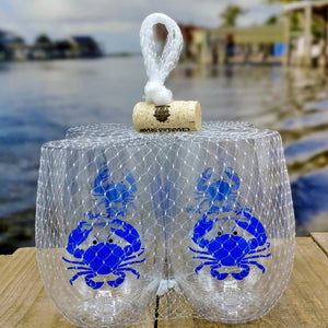 BLUE CRAB Shatterproof Wine Glasses (Set of 2)