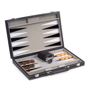 BeyBerk International - 15" Black Leatherette  Backgammon Set