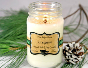 Free Reign Farm - Evergreen: Wood Wick Candle (100% Soy & Phthalate-Free)
