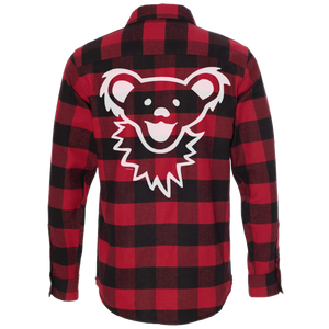 Little Hippie LLC - Red & Black Grateful Dead Dancing Bear Face Men's Flannel