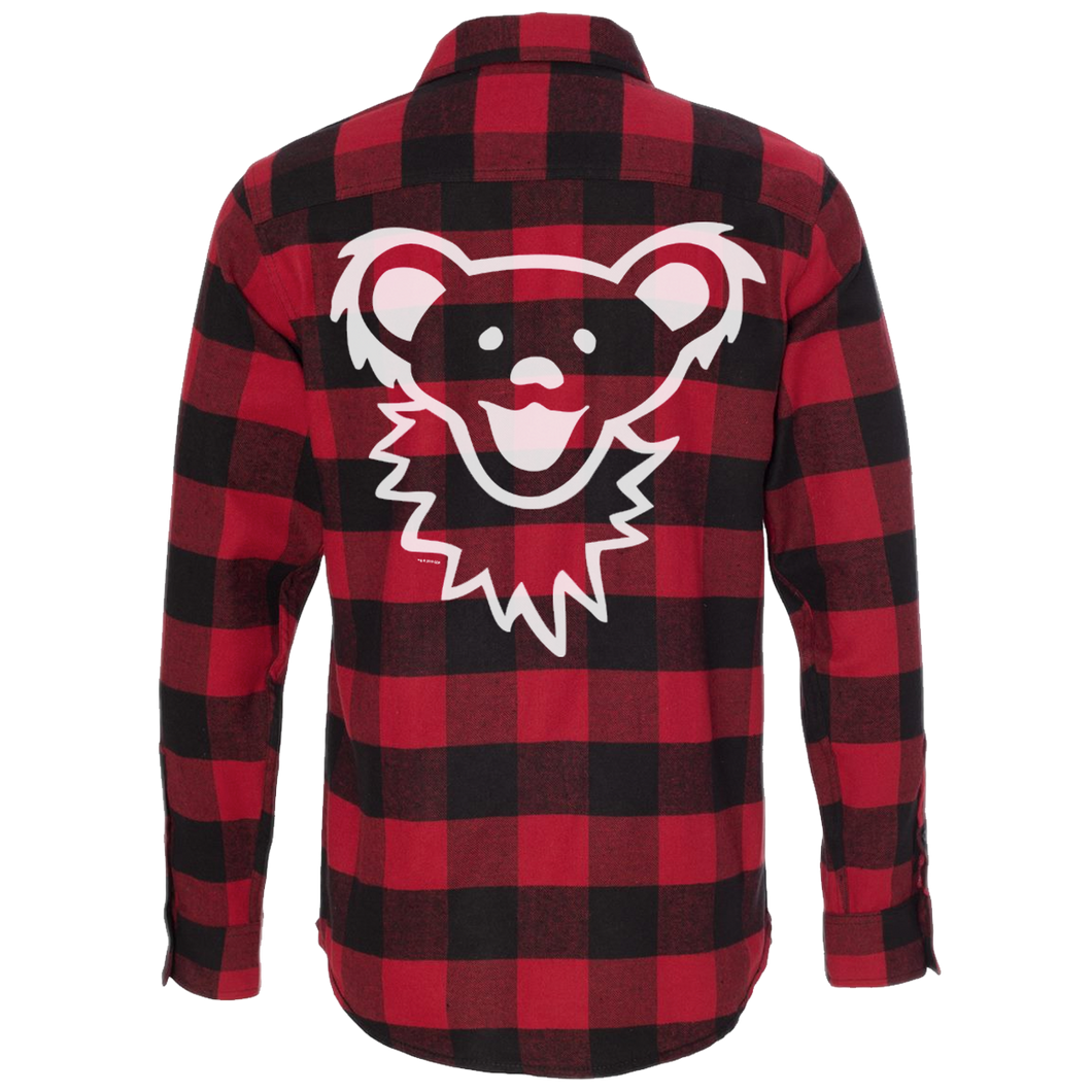 Little Hippie LLC - Red & Black Grateful Dead Dancing Bear Face Men's Flannel