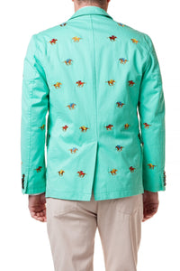 Spinnaker Jacket-Palm Green with Racehorses