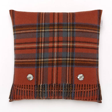 Bronte Moon - Merino Lambswool Antique Royal Stewart Tartan Plaid Pillow - Made in England
