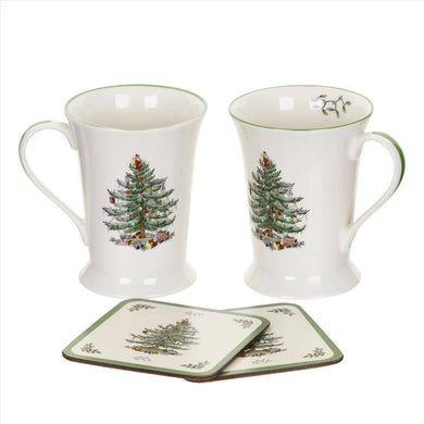 Pimpernel - Christmas Tree Set of 2 Mugs & Coasters