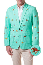 Load image into Gallery viewer, Spinnaker Jacket-Palm Green with Racehorses